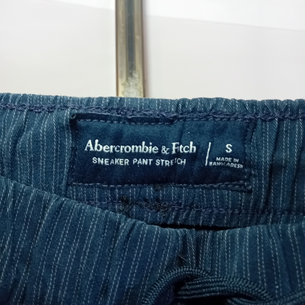 Abercrombie & Fitch Mens Sneaker Pant Stretch Jogger Pinstripe Navy Relaxation s - Picture 15 of 16